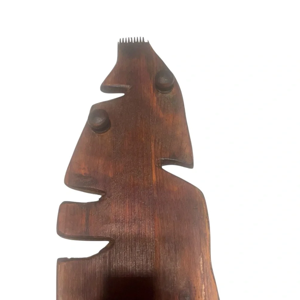 Hand Carved unique vintage Wooden 5 Tea Light Candle Holder. 20”L x 6.5”W